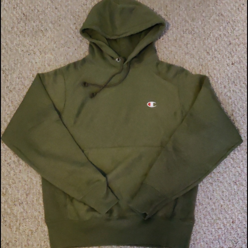 Champion Reverse Weave Hoodie- Olive (Size Small)